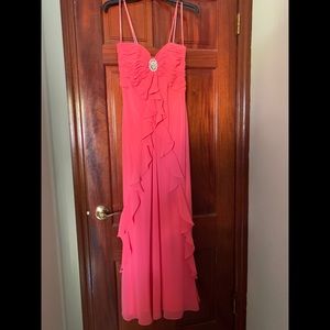 Bloomingdales Long Formal Coral Dress